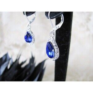 Deep Sapphire cubic zirconia bridal bridesmaid earrings